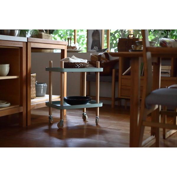 東谷 ワゴン2D W50.5×D35.5×H63.5 ホワイト/グリーン 天然木(ビーチ