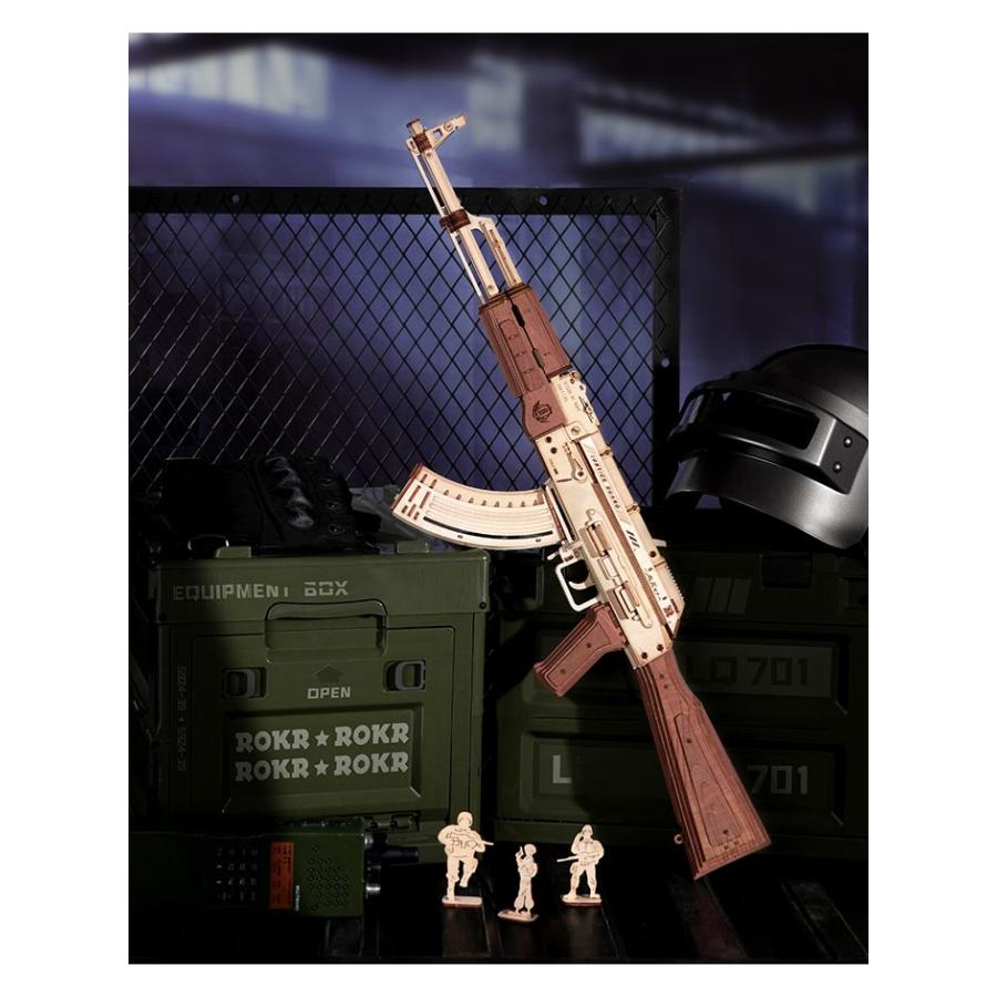 動く 飛ばして遊べる 3D ウッドパズル AK47アサルトライフル 拳銃 脳トレ 作る 飾る 知育玩具 機械 プレゼント オシャレ 小学生 RBT-LQ901｜bluedays｜09