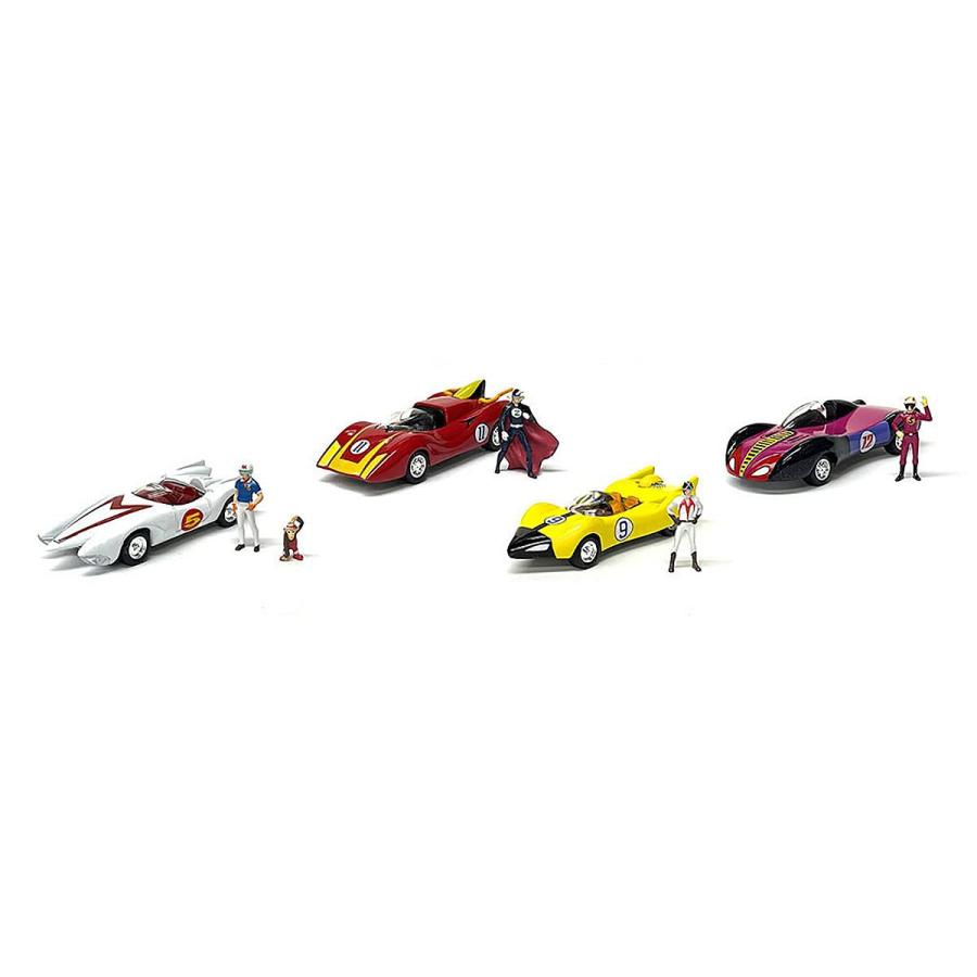 Speed Racer 4 Car Set with American Diorama Figures 1/64 Diecast 並行輸入品 ...