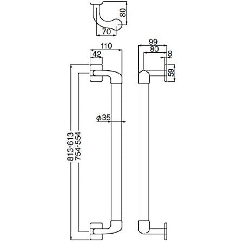 シロクマ オフセット手摺 600mm アンバー/ミディアムオーク BR-572