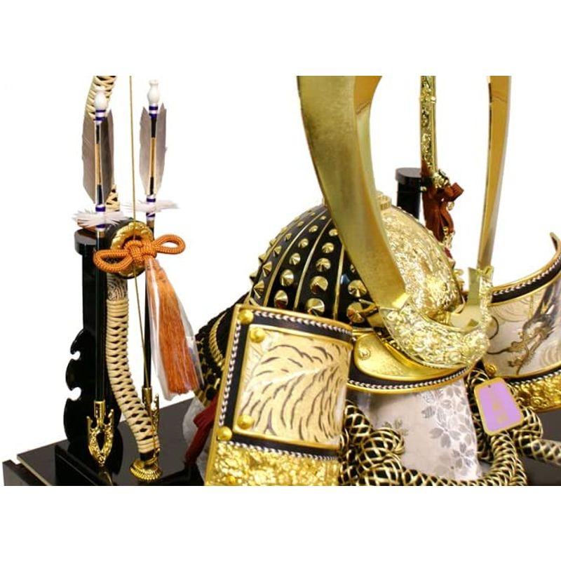 五月人形吉徳大光作 正絹「立体大鍬形 着用兜」ガラスケース飾り（539-823） - 8