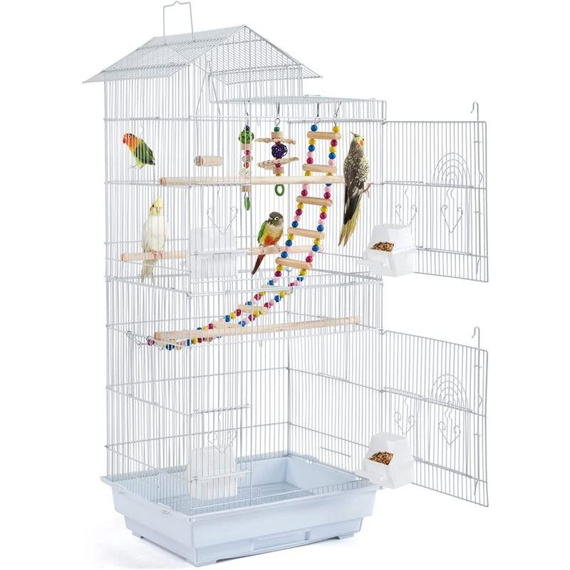 ランキングTOP5 鳥かご 大型のインコケージ 大きな金属オウムバードケージオカメインコインコカナリアラブバード豪華ケージ 鳥かご、パーツ類 鳥ケージ 大型 鳥かご 大型スチールバードケージ ケージオカ 豪華ケージ 鳥小屋 掃除しやすい フィンチホイールとオウムケージペットバードケージ (ブラック)