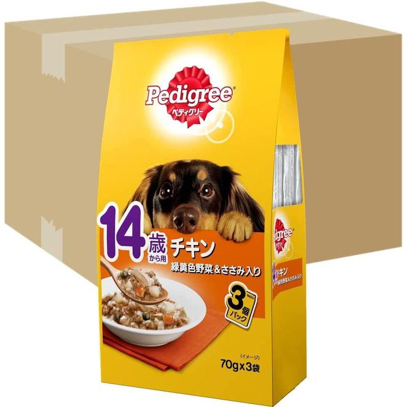 ペディグリー ドッグフード パウチ 14歳から用 チキン&緑黄色野菜 ささみ入り 高齢犬用 (70g×3袋入)×48個 (ケース販売) ドッグフード パウチ 14歳から用 チキン&緑黄色野菜 ささみ入り 高齢犬用 70g×3袋入 ×48個 ケース販売