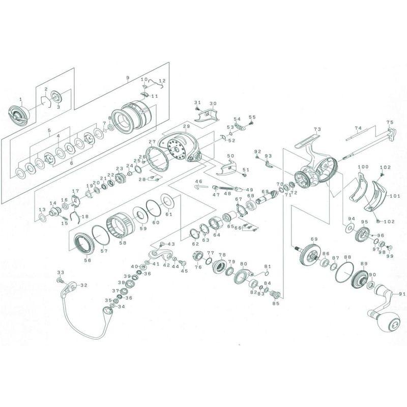 ダイワ(DAIWA) 純正パーツ 21 セルテート SW 5000-H ハンドル 部品番号:91 部品コード:1H2B54 部品番号 部品コード 1H2B54 DAIWA 純正パーツ セルテート SW ハンドル