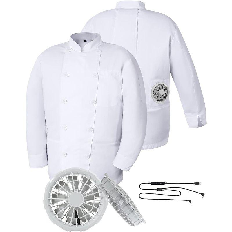 Ustar 空調厨房服 コックコート バッテリー付きフルセット 10000mAh