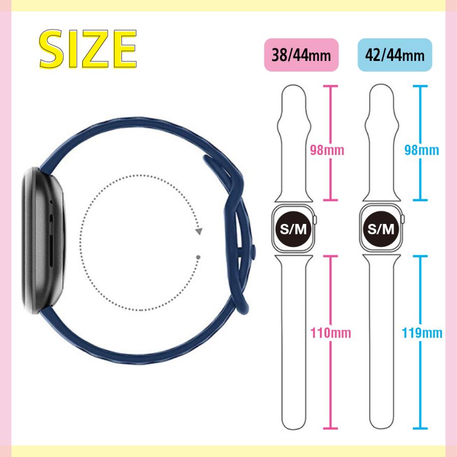 アップルウォッチ バンド 45 44 42 41 40 38 mm 女性 apple watch シリコンバンド ラバーバンド ベルト 7 SE 6 5 4 3 2 1 | ブランド登録なし | 14