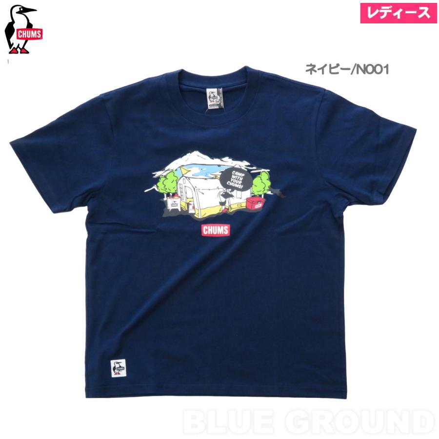 在庫セール10%オフ チャムス / レイクサイド キャンプ Tシャツ レディース ・ 半袖 コットン プリントブランド アウトドア おしゃれ ロゴ CHUMS CH12-｜blueground｜11