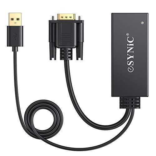 eSynic VGA to HDMI 変換ケーブル 1080P USB給電 音声入出力対応