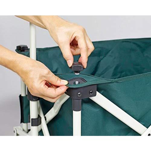 キャプテンスタッグ(CAPTAIN STAG) アウトドアワゴン CS 収束型 4輪キャリー 収納バッグ付き 前輪ストッパー付き グリーン UL-10