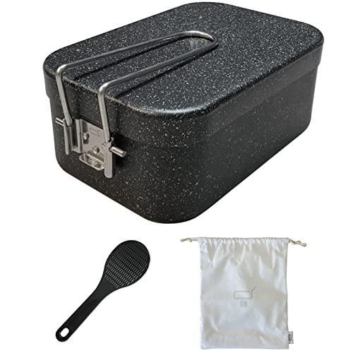 d+ メスティン 飯盒 3合 マーブル加工 焦げつきにくい (ブラックL【3