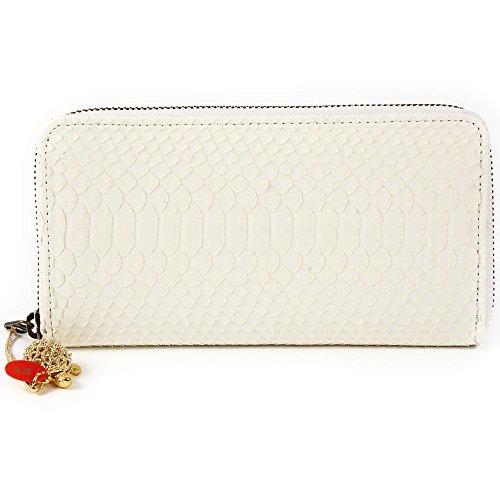 白蛇 ラウンド 財布 本 蛇革 ヘビ 柄 レディース ウォレット 金運  