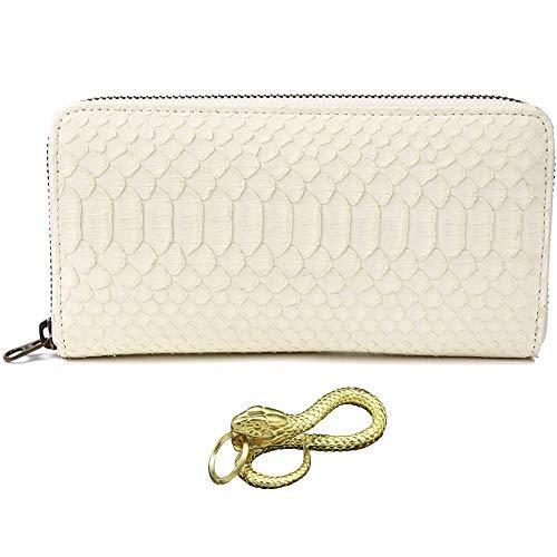 白蛇 ラウンド 財布 本 蛇革 ヘビ 柄 メンズ ウォレット 金運 アップ  