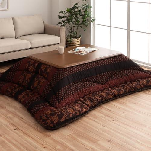 【i】【代引不可】イケヒコ こたつ布団 長方形 掛け単品 国産 国内プリント 万葉 ブラウン 約205×245cm 厚掛けタイプ #5934639【北海道・沖縄・離島不可】 イケヒコ・コーポレーション こたつ布団 長方形 掛け単品 国産 国内