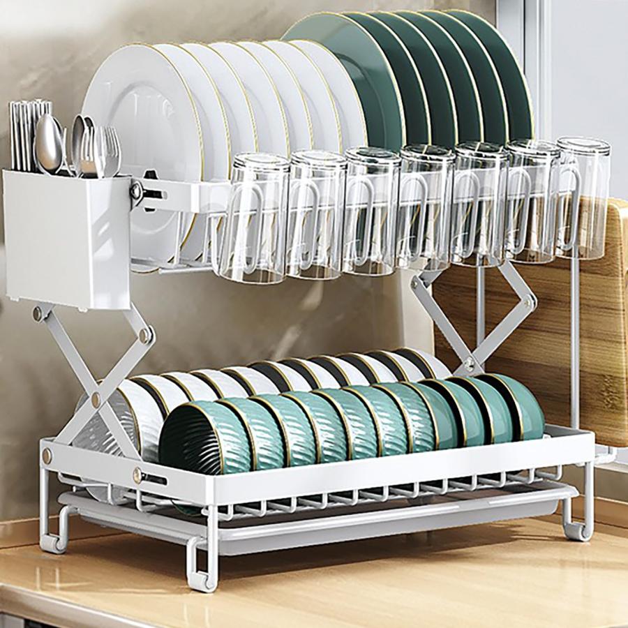 MUTAO 食器水切りラック 2段キッチン収納ラック 食器乾燥 皿立て