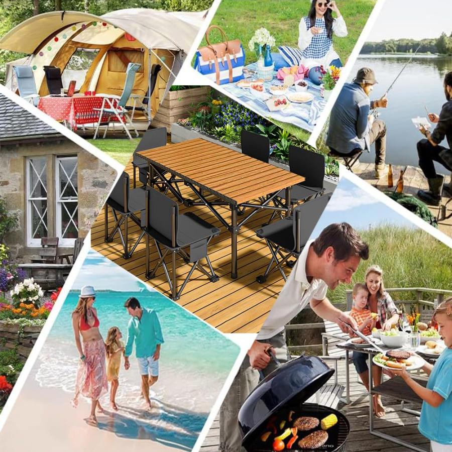 HEEOREV アウトドア テーブル チェアセット キャンプ 7点セット