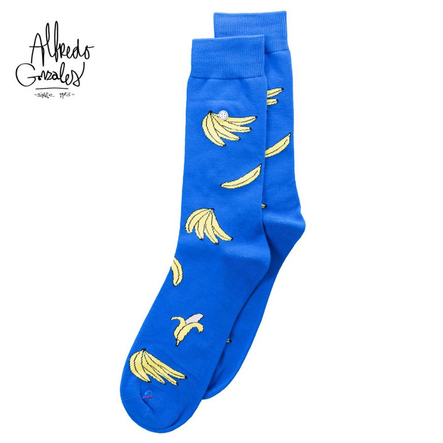 アルフレッドゴンザレス 靴下 メンズ レディース ブランド おしゃれ ソックス クルーソックス バナナ ばなな 総柄 長め 長い かわいい 青 Afg Ag Sk Ba 01 Blueism 通販 Yahoo ショッピング