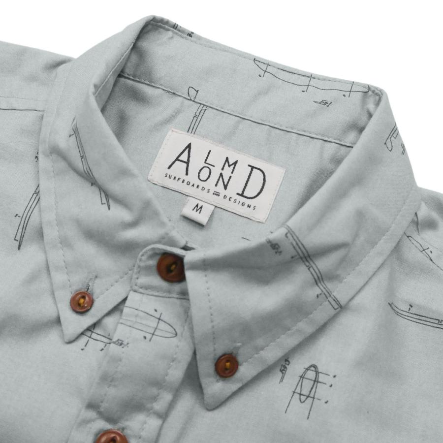 アーモンド シャツ メンズ おしゃれ ブランド 半袖 半袖シャツ サーフボード 総柄 柄シャツ ワークシャツ ボタンダウン サーフ サーフブランド Alm Ush1902sm Blueism 通販 Yahoo ショッピング