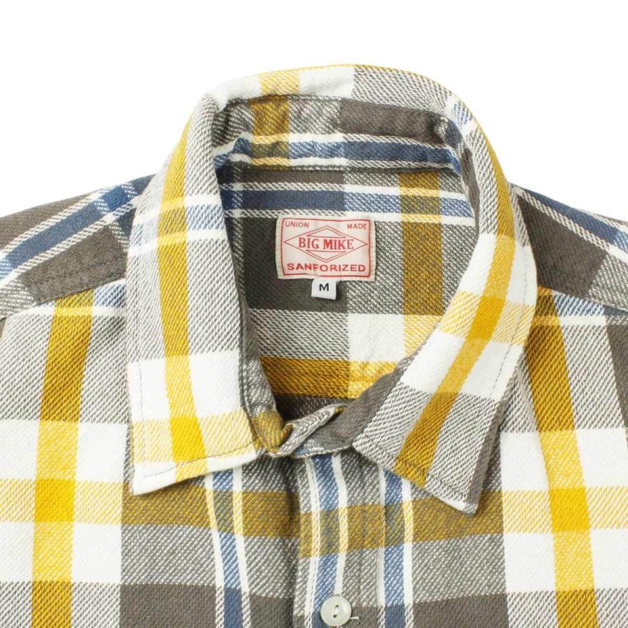 福袋セール ビッグマイク ネルシャツ ブランド メンズ 長袖 厚手 おしゃれ フランネルシャツ シャツ チェックシャツ ワークシャツ カジュアル アメカジ 黄色 長袖 サイズ L Panero Shop