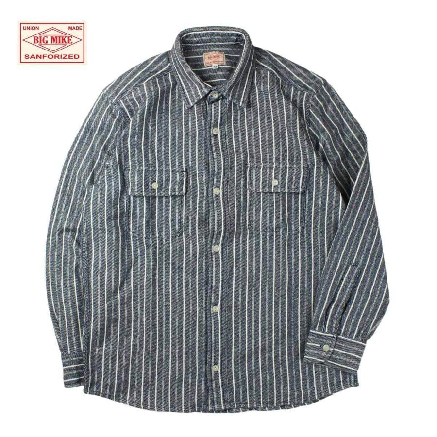 予約販売 本 ビッグマイク ネルシャツ ネイビー アメカジ ワークシャツ ストライプシャツ シャツ フランネルシャツ おしゃれ 厚手 長袖 メンズ ブランド 長袖 サイズ L Panero Shop