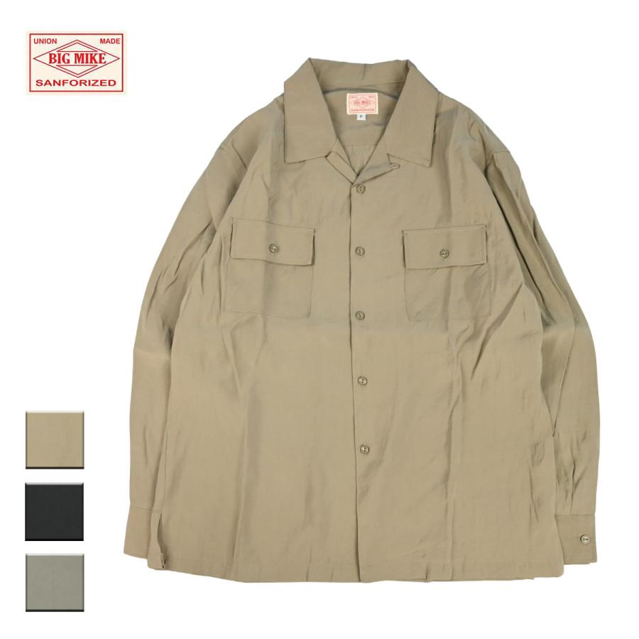 KLASICA レーヨンシャツ ロング丈 ベージュ　ゆったり BIG MIKE（ビッグマイク） レーヨンシャツ 長袖 メンズ ブランド