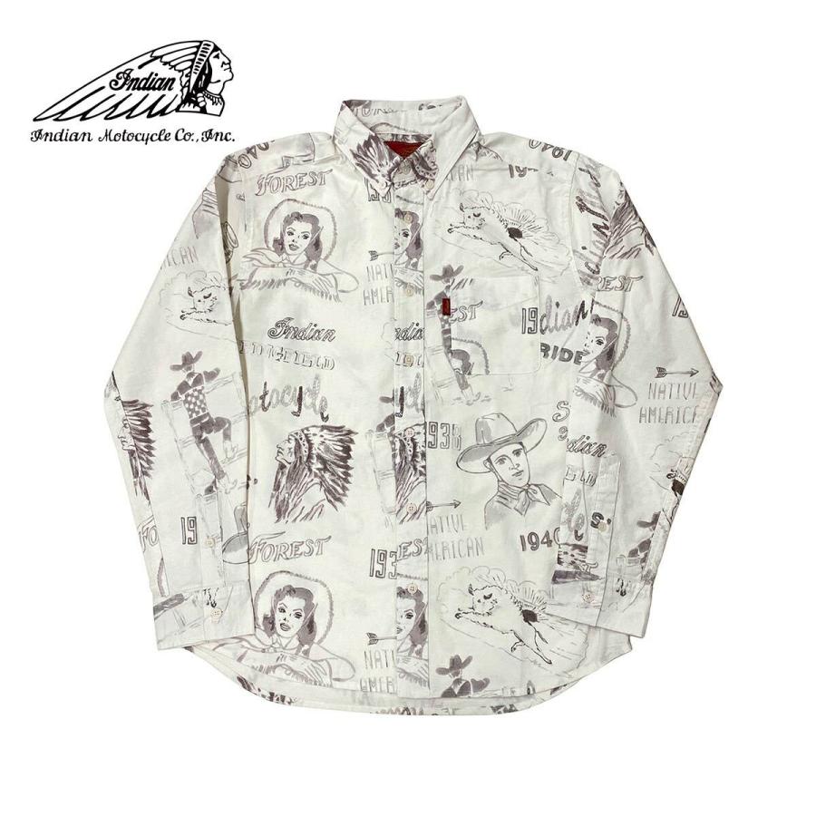 インディアン インディアンモトサイクル シャツ メンズ 長袖 ブランド ボタンダウンシャツ ボタンダウン おしゃれ 総柄 カウボーイ ウエスタン Ind Is 6 Blueism 通販 Yahoo ショッピング