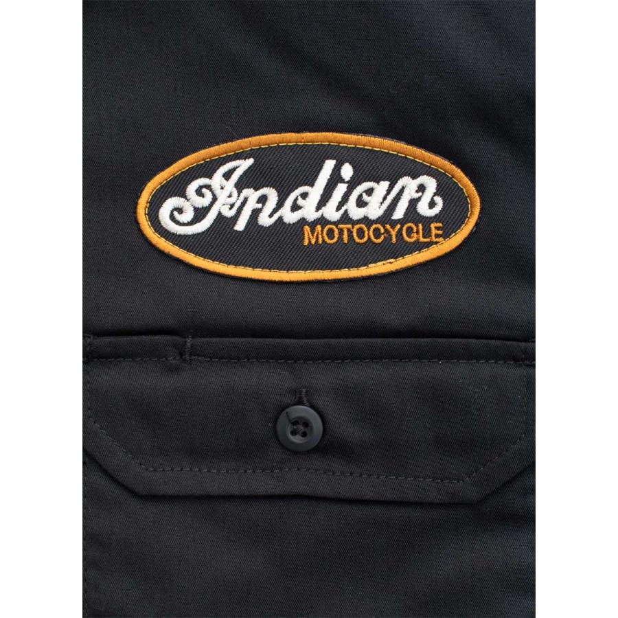 Indian Motorcycle バイカー ワークシャツ メンズ 刺繍 M INDIAN（インディアン） インディアンモトサイクル シャツ 長袖