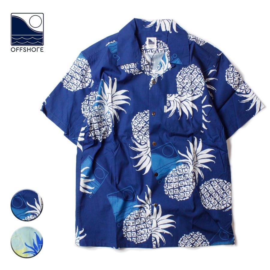 超目玉枠 シャツ オープンシャツ オフショア ブランド メンズ アロハシャツ カリフォルニア パイナップル柄 柄シャツ 開襟 半袖シャツ 半袖 サーフブランド サーフ おしゃれ 総柄 アロハ パイナップル シャツ カジュアルシャツ