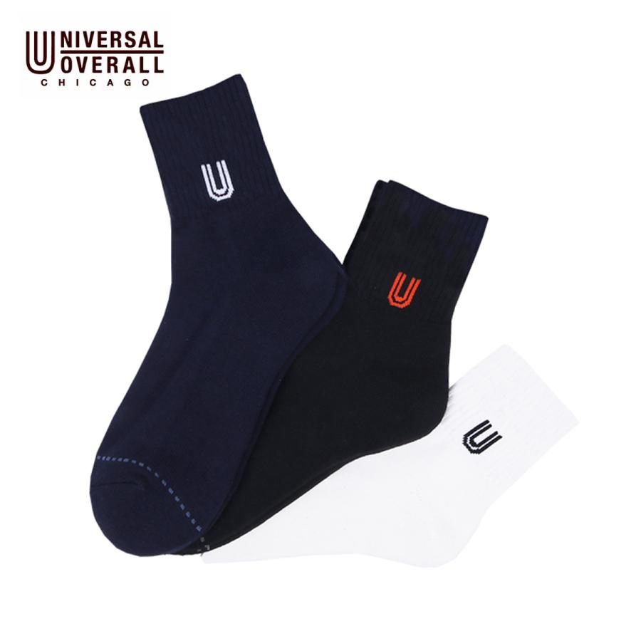 ユニバーサルオーバーオール 靴下 メンズ ブランド セット おしゃれ ギフト ソックス クルーソックス クォーターソックス 長い 長め ロゴ 黒 白 Uvs Lu 317 Blueism 通販 Yahoo ショッピング