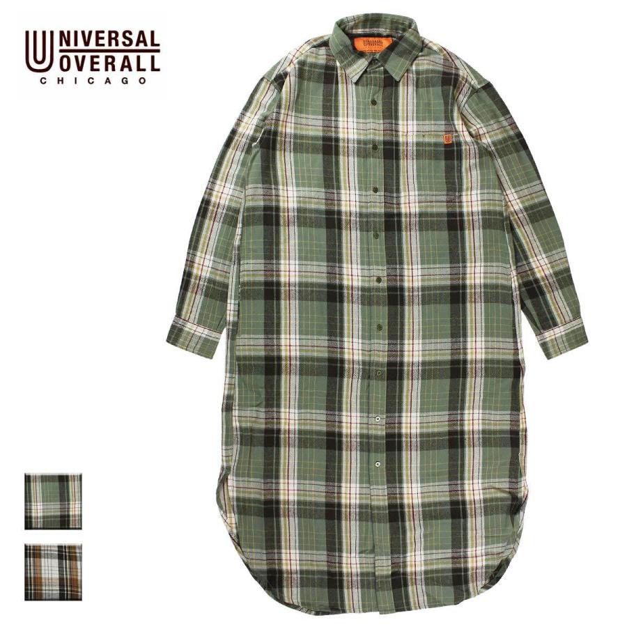 ユニバーサルオーバーオール シャツワンピース シャツ レディース ブランド おしゃれ ワンピース チェック ワークシャツ 柄シャツ チェック柄 緑 Uvs U Blueism 通販 Yahoo ショッピング