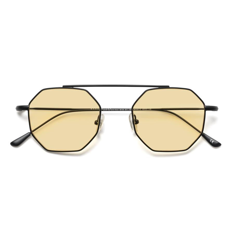 サングラス メンズ ブランド おしゃれ レディース オクタゴン UVカット カラーレンズ 八角形 メタルフレーム イエローレンズ マットブラック 黒 | Wanderland | 03