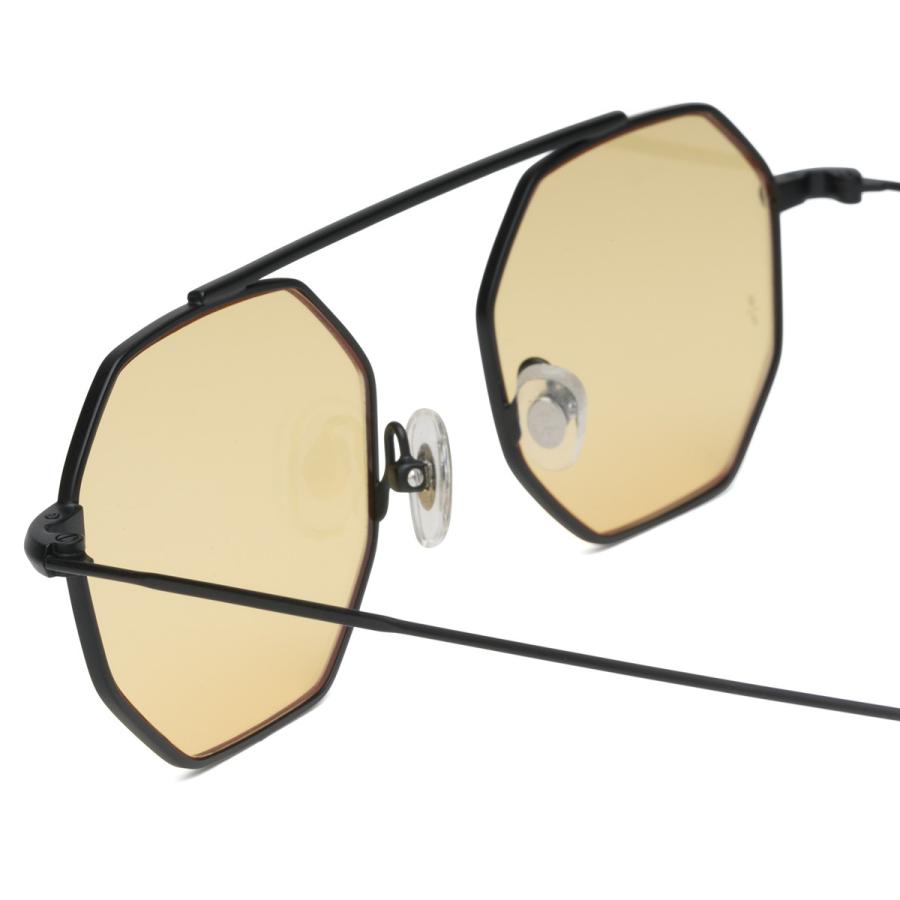 サングラス メンズ ブランド おしゃれ レディース オクタゴン UVカット カラーレンズ 八角形 メタルフレーム イエローレンズ マットブラック 黒 | Wanderland | 04