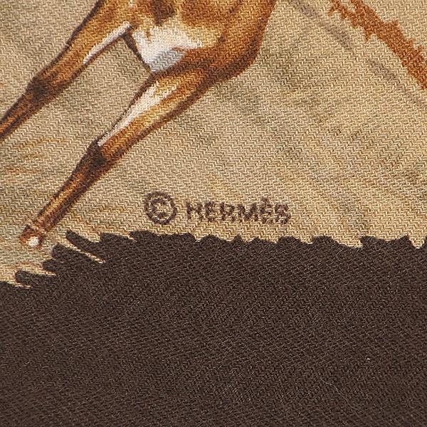 HERMES（エルメス） スカーフ カレ90 カシミヤ ブラウン 【TANZANIE 