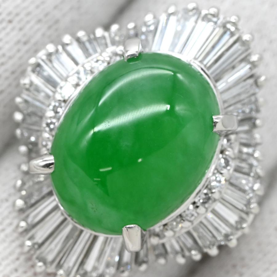 リング 指輪 ヒスイ 6.81ct ダイヤモンド シルバー 緑 グリーン 翡翠 ひすい ジェダイト プラチナ900 テーパー 13号_6