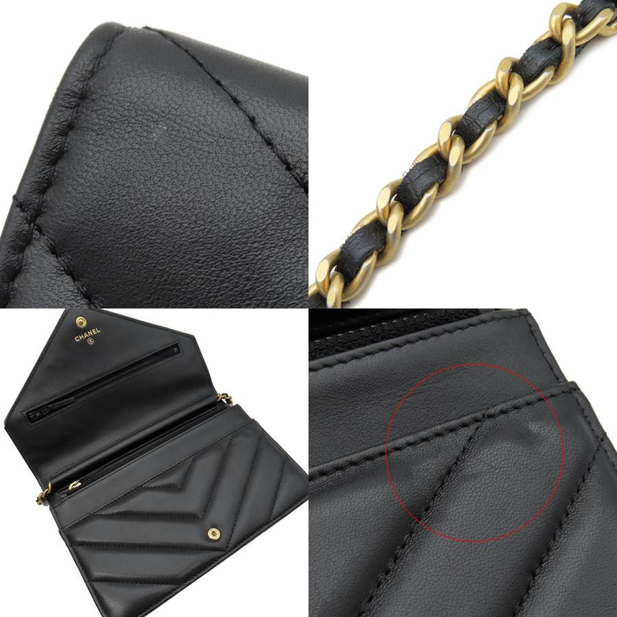 CHANEL（シャネル） チェーンウォレット シェブロン Vステッチ レザー