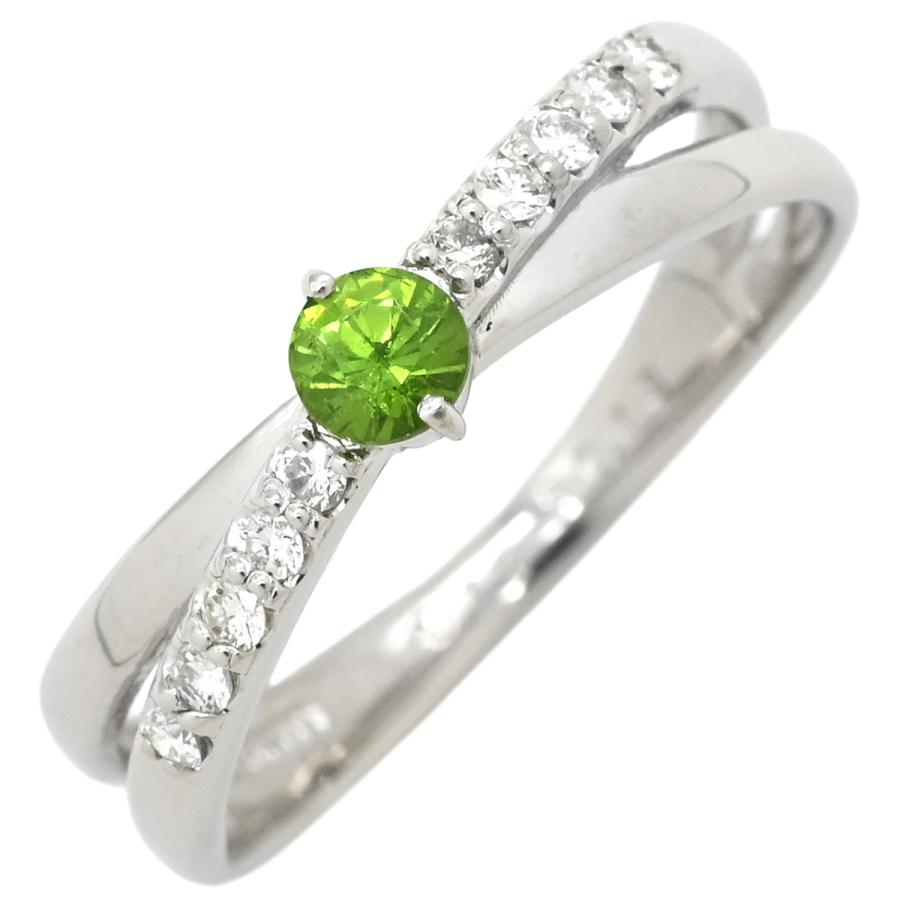 リング 指輪 ガーネット 0.19ct ダイヤ 0.13ct Pt900 グリーン 12.5号