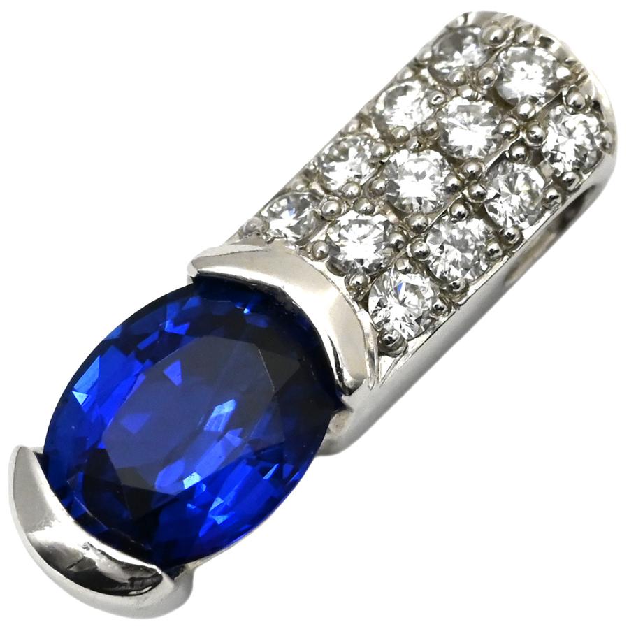 ペンダントトップ ブルーサファイア 0.85ct ダイヤモンド Pt900 ブルー 