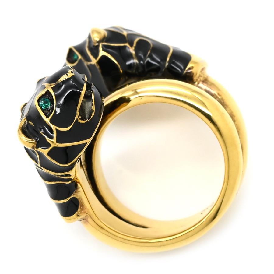 GUCCI（グッチ） リング 指輪 ダブルタイガーヘッド メタル ブラック