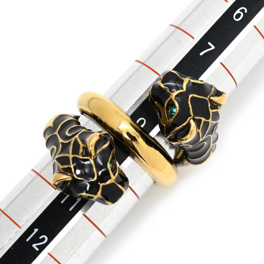 GUCCI（グッチ） リング 指輪 ダブルタイガーヘッド メタル ブラック