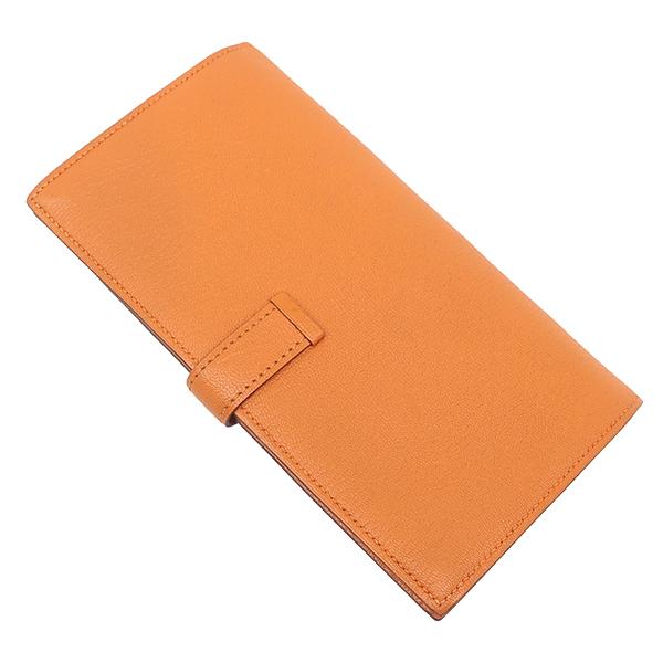 HERMES（エルメス） 長財布 ベアンスフレ シェーブル オレンジ 二