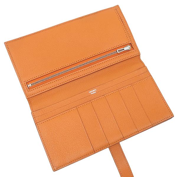 ✨新品同様✨HERMESベアンスフレ❤️二折長財布♪オレンジ ✨ エルメス(HERMES) ベアンスフレ 二つ折り長財布 R刻印 ヴォーエプソン