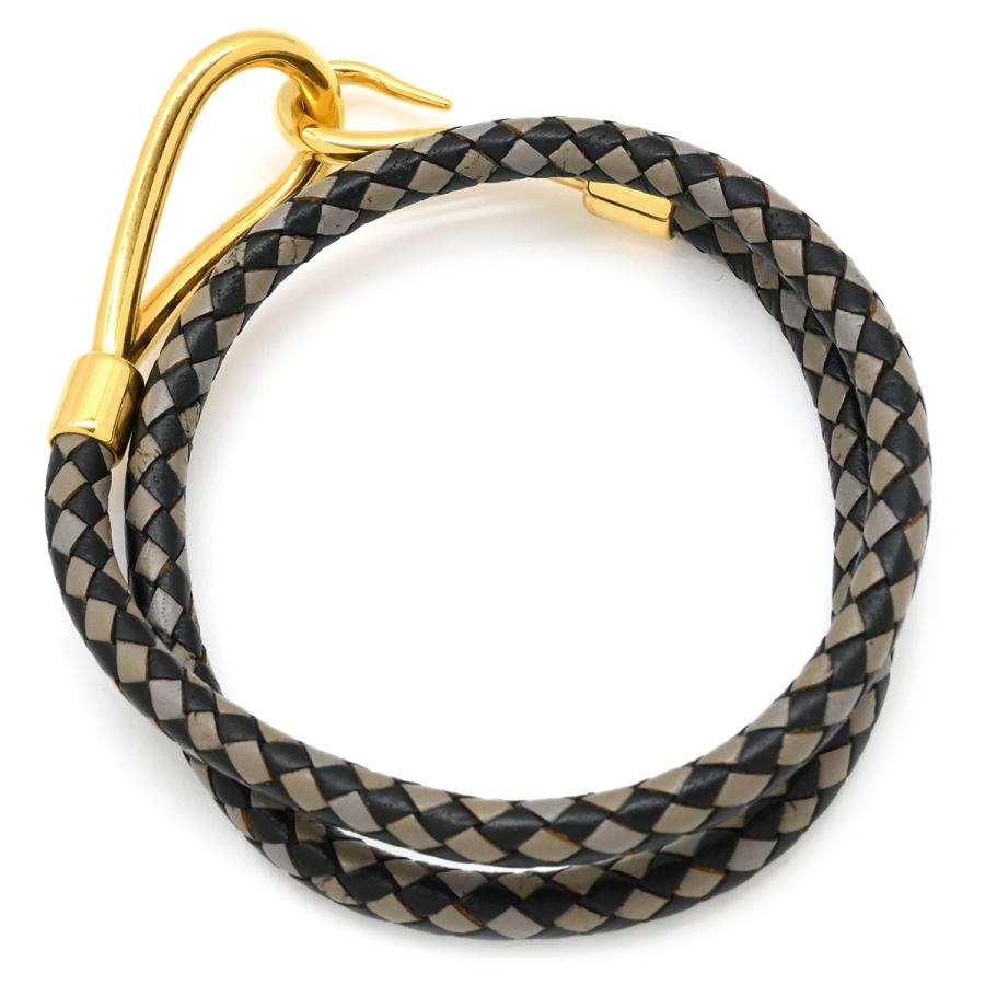 HERMES エルメス ジャンボ レザー 2連 ブレスレット ブラック系 HERMES（エルメス） チョーカー ジャンボ レザー ブラック 二連