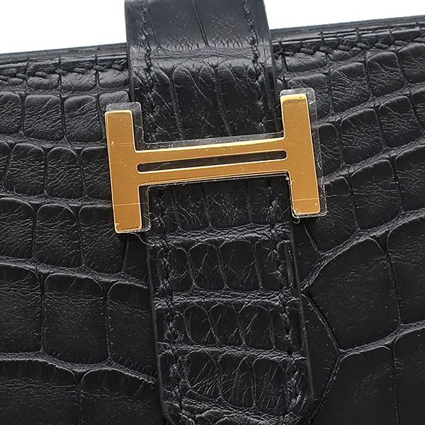 HERMES（エルメス） 長財布 ベアンスフレ アリゲーターマット ブラック