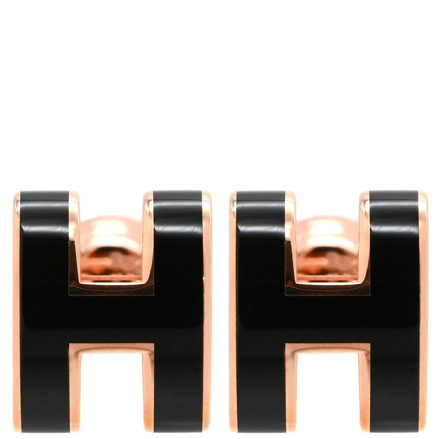 エルメス　ポップH ピアス　ピンクゴールド×ブラック HERMES（エルメス） ピアス ポップアッシュ Hピアス ミニ GP ブラック