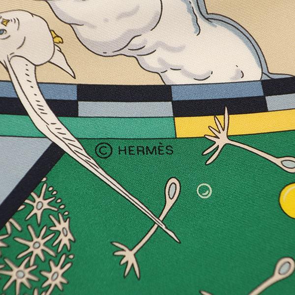 HERMES エルメス スカーフ カレ90 鮮やかグリーン シルク100% 美品 HERMES（エルメス） スカーフ カレ90 CARRE シルク グリーン 【HERMES