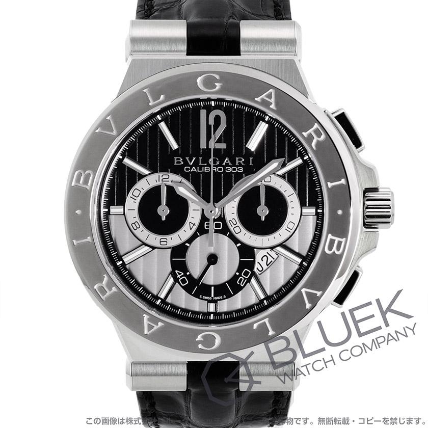 BVLGARI 　ブルガリ　ディアゴノ　カリブロ303 クロコ　レザーベルト ディアゴノ 【新品】ブルガリ カリブロ303 クロノグラフ アリゲーター