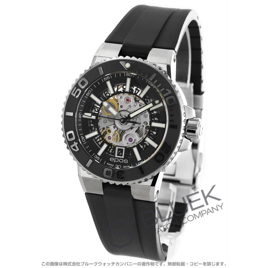 エポス メンズ腕時計 スポーティブ Epos スケルトン ファッション 500m防水 メンズ Epos 腕時計 3441skbkr Eps3441skbkr ブルークウォッチ