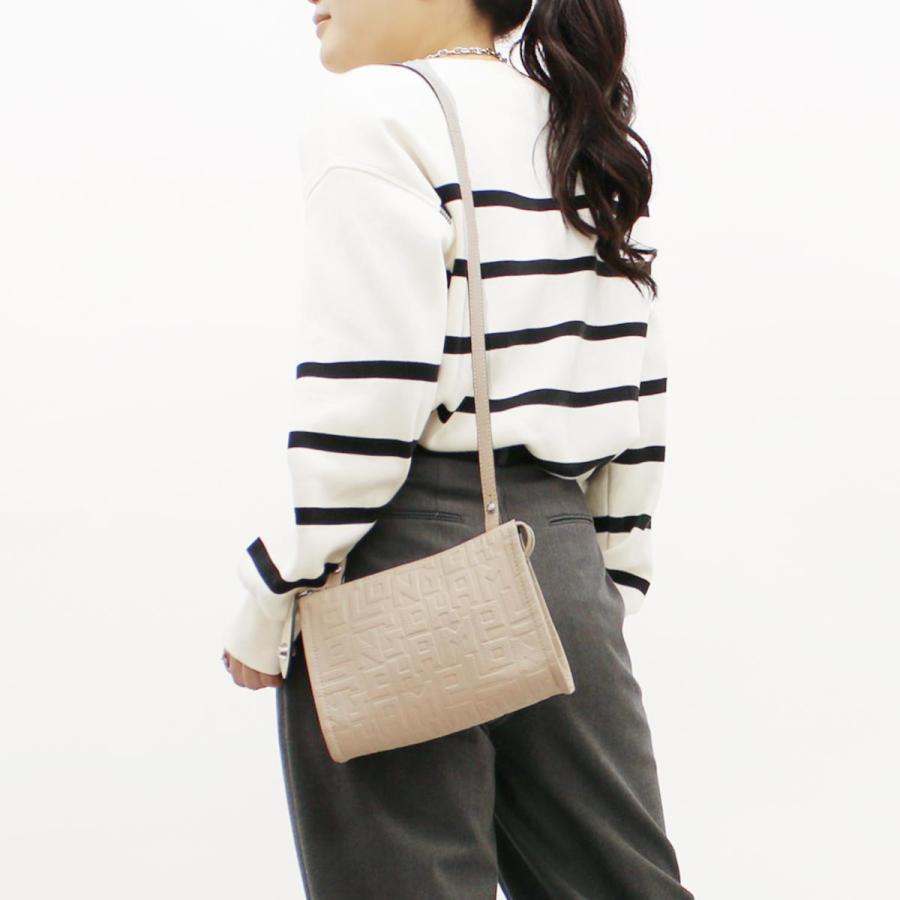 ベージュ クロコダイル風 ボディバッグロンシャン