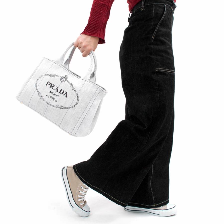 プラダ PRADA ハンドバッグ カナパS ビアンコ デニム 三角ロゴ プラダ PRADA ハンドバッグ カナパS ビアンコ デニム 三角ロゴ