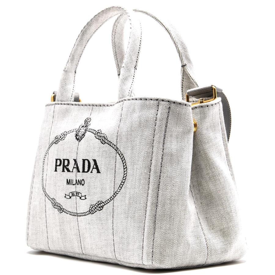 PRADA プラダ ホワイトデニム ハンドバッグ カナパ 三角ロゴ 【公式通販】