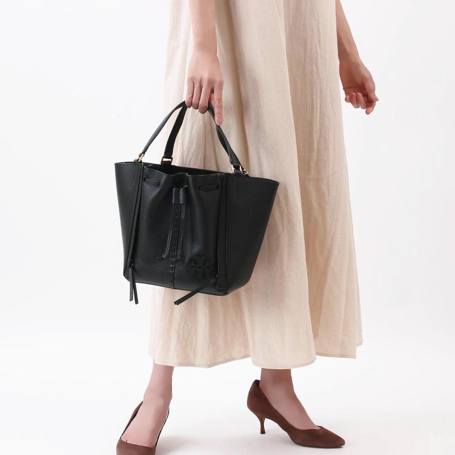 アウトレット トリーバーチ バッグ レディース TORY BURCH マックグロー ドローストリングサッチェル 88215 001 ブラック TORY BURCH（トリーバーチ） トートバッグ/ドローストリングバッグ